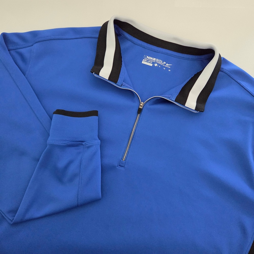 Nike Golf Pullover Blue 1/4 Zip Dri-FIT Colorblock Mens XL
